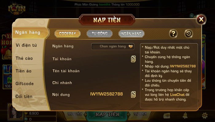 nạp tiền iwin